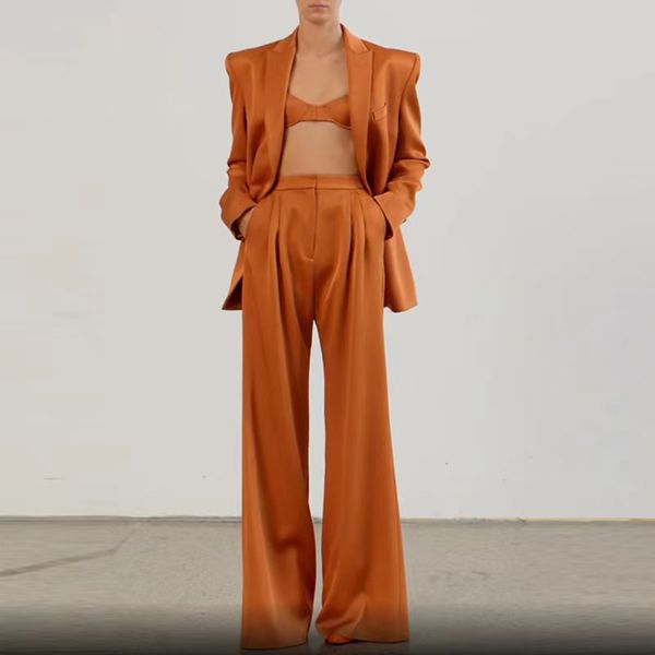 Costumes pour femmes Blazers Tide Marque Retro Fashion designer Brown Series Suit Jacket Double-Breasted Slim Plus Size Vêtements pour femmes A251