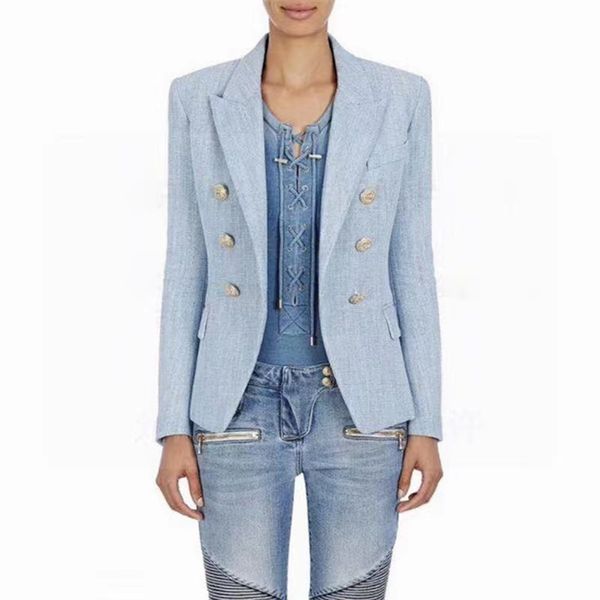 Costumes pour femmes Blazers Tide Marque Rétro Créateur de mode Couleur pure Série Veste de costume Un grain de boucle Slim Plus Size Vêtements pour femmes A136