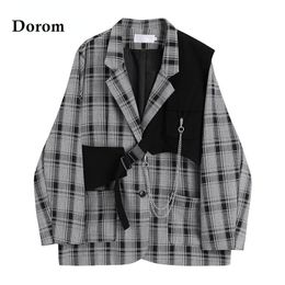 Dames pakken blazers vintage plaid jas vrouwen Koreaanse stijl vneck elegante dubbele borsten blazer vrouwelijke streetwear harajuku lange mouw pak 221117