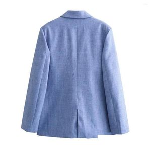 Costumes de femmes Blazers a flétri le minimalisme ciel bleu femmes décontractées à double poitrine de veste droite