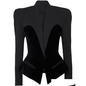 Dames pakken blazers dames s high street est 2023 designer jas slanke passende patchwork veet blazer 231005 drop levering kleding stolsel dhrvr