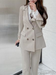 Dames pakken blazers dames tweekleppig set broekpak kantoor dames elegant blazer pak vrouwelijk casual jas werkkleding zakelijke kleding 230227