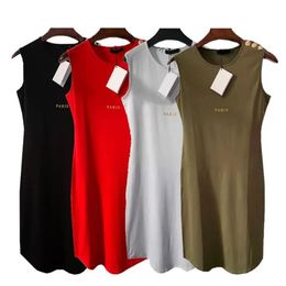 Mulheres vestidos de verão designer casual carta vestido de impressão para mulheres saia siamesa sem mangas roupas femininas173w