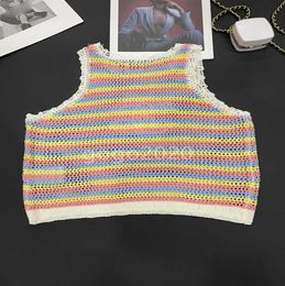 t-shirt en tricot d'été pour femmes top design avec motif de lettre femme milan piste tops t-shirt en coton écrémé vêtements pulls multicolores haut de gamme pull23ess