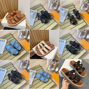 Mocasines de verano para mujer Zapatillas Diapositivas Damas Casual Sandalias de diseñador Vintage Mocasines de plataforma Zapatilla de cuero de playa 35-42 con caja