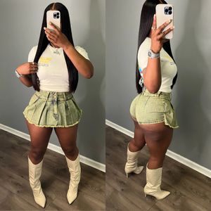 Femmes d'été plus taille courte robe jeans shorts denim shorts plipe pantalon pantalon haute taille 2024 vêtements d'été y2k streetwear jean court pantalon cravate jupe 6408 243