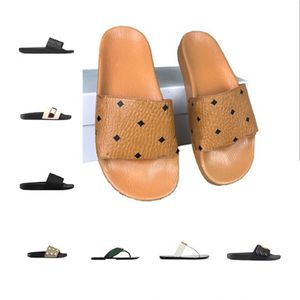 Womens Summer Slippers Sandalen Paris Mens Beach Slide Home Slipper Zwart Bruin Flat Scuffs Sliders Fashion Leather Rubber Shoes Pattern Sandal All Match With Box