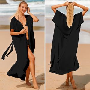 Dames zomer dun zwempak Cardigan strand losse veter jurk Seaside Zonbescherming Kleding Lange blouse