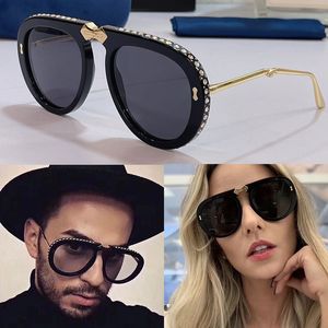 Lunettes de soleil pour femmes pour femmes et hommes Style d'été Luxury 0307 avec pierres pliables anti-ultraviolet rétro plaque carrée de mode pleine camel