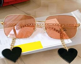 Dames zonnebrillen G 0724 Fashion Classic afgeronde vierkante metalen frame kettingtempel met de nieuwste hartvormige vijfpunten ster LO5478001