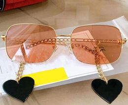 Dames zonnebrillen G 0724 Fashion Classic afgeronde vierkante metalen frame kettingtempel met de nieuwste hartvormige vijfpunten ster LO3056177