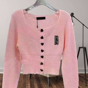 Dames trui ontwerper sweaters vrouwen enkele rij hartknopen vierkante nek gebreide bodem vid van het vest gebreide jas met lange mouwen gebreide top