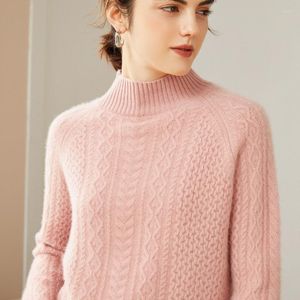 Dames truien 2024 Winter Pure Cashmere Soft Women Long Sleeve Standaard Knitwear Mode Vrouwelijke tops