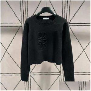 Damessweaters 23Ss Nieuwe Trui Herfst Trendy Top Met Lange Mouwen High-End Slanke Plevierjas Designer Dames Wit Dun Gebreid Drop Delivery Otd8C