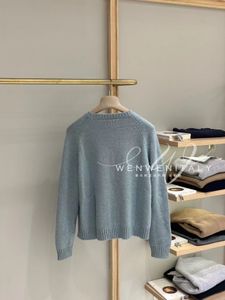 Damessweaters Herfst loro piana Blue Cashmere Sweaters met ronde hals