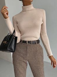 Suéteres para mujer Otoño Invierno Mujeres Jerseys de cuello alto Sólido Fino Punto de alta calidad Casual Slim Interior Suéter 230905