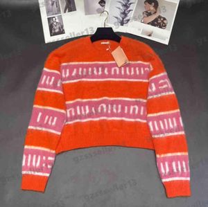 Dames truien ontwerper Cardigan sweatshirts merk miu letters logo trui gestreepte longsleved wollen kasjmier tops voor vrouwen 06323517