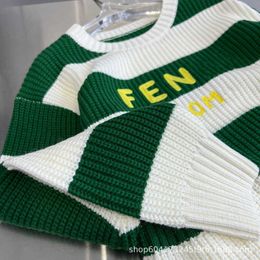 Damessweaters Designer groen en wit gestreepte letter klassieke kleur bijpassende gebreide trui voor heren dames 2601