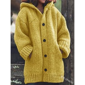 Chandails pour femmes à manches longues ouvert avant boutonné gros vêtements d'extérieur manteau avec poches femmes tricoté Cardigan pull 230904