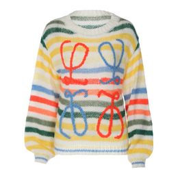 Dames truien oversized gebreide regenboog trui dames modestrepen contrast ronde nek pullover casual los schattige jumper 230822