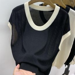 Sweaters de mujer Sweater de manga corta Mujeres Mujeres de verano Tops Blusas Mujer de Moda 2023 Verano Blanco Blusa G616