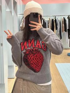 Pulls pour femmes Pull Jacquard Fraise Femmes Vêtements Laine Casual Mode Pull Automne Hiver Streetwear Pulls Coréens