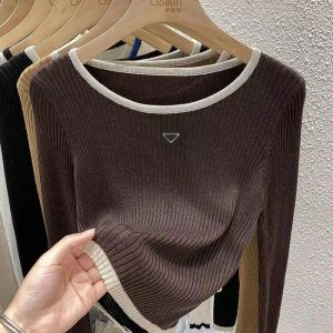 Pulls pour femmes Pull tricot 2023Automne hiver O-cou à manches longues à l'intérieur des pièces lâches Tops MS Render Femmes non doublées Plus 2 3EOI