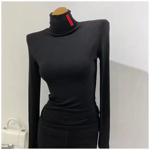 Damestruien Wollen blouse-overhemden Dames-ontwerperoverhemd Hoge hals Budge-sweater Korte stijl Lady Slim Jumpers-sweatshirt S-3XL