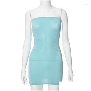 Robe de plage de maillots de bain pour femmes pour femmes tenues de vacances ER UP 2024 Couleur solide d'hiver Y jupe sans manches Spandex Vêtements d'été Drop de Dh8b9