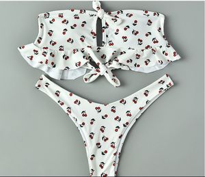 Maillots de bain pour femmes Cherry Cute Swim Set Femmes Été Kawaii Imprimer Bikini Rose Blanc Vêtements