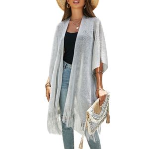 Femmes-Maillots De Bain Cover-ups Sexy Tassel Open Front Beach-Bikini Maillot De Bain Kimono Cardigan Cover Up Long Flowy-Beachwear