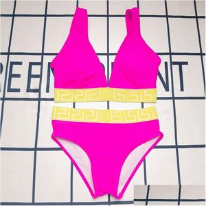 Womens Swimwear Designer Bikini tweedelig met alfabet Swimsuit Summer Beach uit één stuk vrouw Drop levering kleding kleding OTKS3