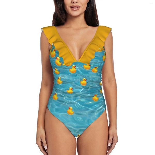 Traje de baño para mujer, Ducky Heaven Ver.2 de goma, traje de baño de una pieza con volantes para mujer, traje de baño Sexy Monokini, traje de baño Duck Love Lover UW76