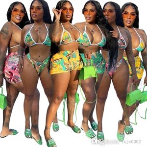 Maillot de bain femme maillot de bain 3 pièces ensemble bikini sexy soutien-gorge de sport imprimé + short maillot de bain loisirs vêtements de plage
