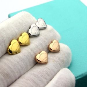 Womens T Letter Heart oorbellen Studs Designer Sieraden heren Arcuate oppervlak Studs goud zilverachtig rose goud Volledig merk als bruiloft Chri3057