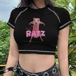 T-shirt pour femmes t-shirt t-shirt anime kawaii femmes vêtements à manches courtes ratz souris rose féminin tee shirt harajuku y2k vêtements d'été tops 230717