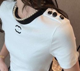 Womens T-shirt ontwerper voor vrouwen shirts brief en stip mode tshirt met geborduurde letters zomer korte mouwen tops tee Woman56