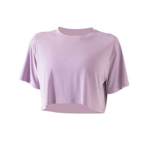 Dames T-shirtontwerper L-031 Solid Color T-shirt Korte mouw Casual mode Yoga Sport Top Running oefening Soft Loose Fit Gym Kleding Training Athletic