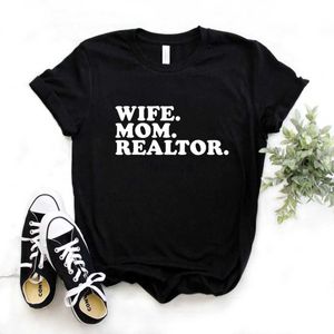 Camiseta para mujer Mom Wife Wife Real Estate Impreso Camiseta de mujer algodón Captical Divertible para mujeres jóvenes Niñas Top Tier Hipster FS-317 240322