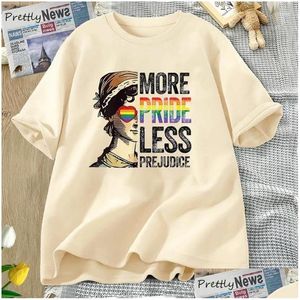 Camisetas para mujer camisetas más orgullo menos prejuicio lgbt gay ally mes camiseta mujeres hombres lgbtq smer algodón de algodón de verano Dr othul