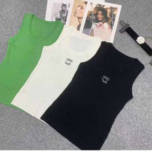 T-shirt femme Débardeur anagramme loewee crop tank designer T-shirts femme tricots t-shirt tricoté sport hauts lowewe femme gilet yoga t-shirts vert taille L débardeur Loewe de haute qualité