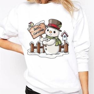 Dames t -shirt winter sneeuwman cartoon zoete vrouwen grafisch zweet shirts vakantie vrolijk kerstmis mode kleding casual vrouwelijke print pullovers 220829