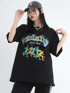 T-shirt femme Y2k T-shirt Harajuku Hip Hop Cartoon Graphic Print Chemise à manches courtes Hommes Femmes 2023 Nouvelle mode Casual Gothic Tops Streetwearephemeralew