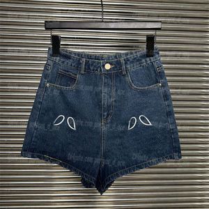 Brief geborduurde dames jeans shorts shorts luxe zomer denim broek ontwerper mini jean broek blauwe elegante pocket jeans shorts