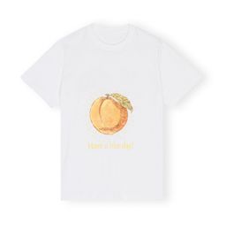 T-shirts pour femmes duigner pêche imprimé rond cou de coton en vrac t-shirt à manches courtes