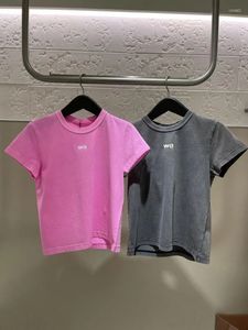 Dames t shirts ontwerper lente zomerstijl katoen eenvoudige kleur schuimende letter afdrukken korte mouwen t-shirt dames herfst