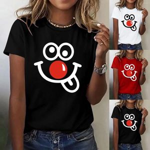 T-shirts pour femmes nez rouge imprimé rond cou rond à manches à manches à manches courtes top athlétique porte des femmes pack