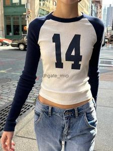 T-shirts pour femmes vintage quatorze imprimés minces à manches longues chemises d'été