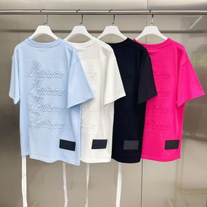 Dames t-shirts Welldone Chest Custom Metal Buckle Bump 3d Letter Driedimensionale reliëf T-stukken Casual losse mannen vrouwen top