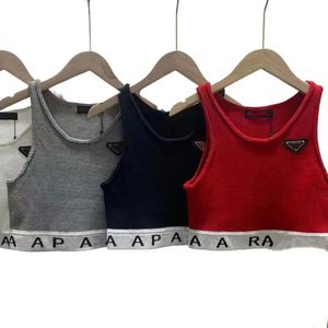 Tanktop voor dames Normaal cropped katoenjersey Stijlvol navelgebreid vest Femme Knits Tees Designer gebreide sport Ademend yogavest Tops